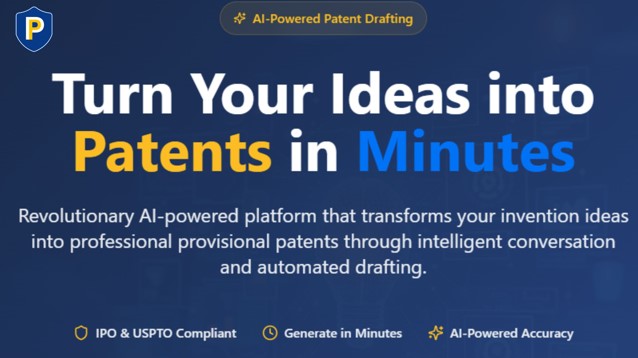 Empowering Innovators, Startups, and Researchers to Draft Patents in Minutes